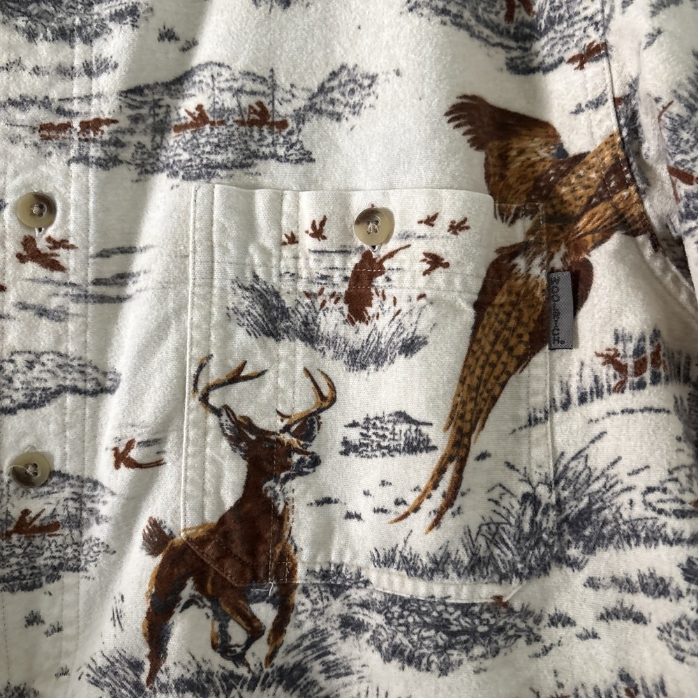 Woolrich Flannel Button Down Moccasin Deer And Pheasant Size M - Picture 3 of 8
